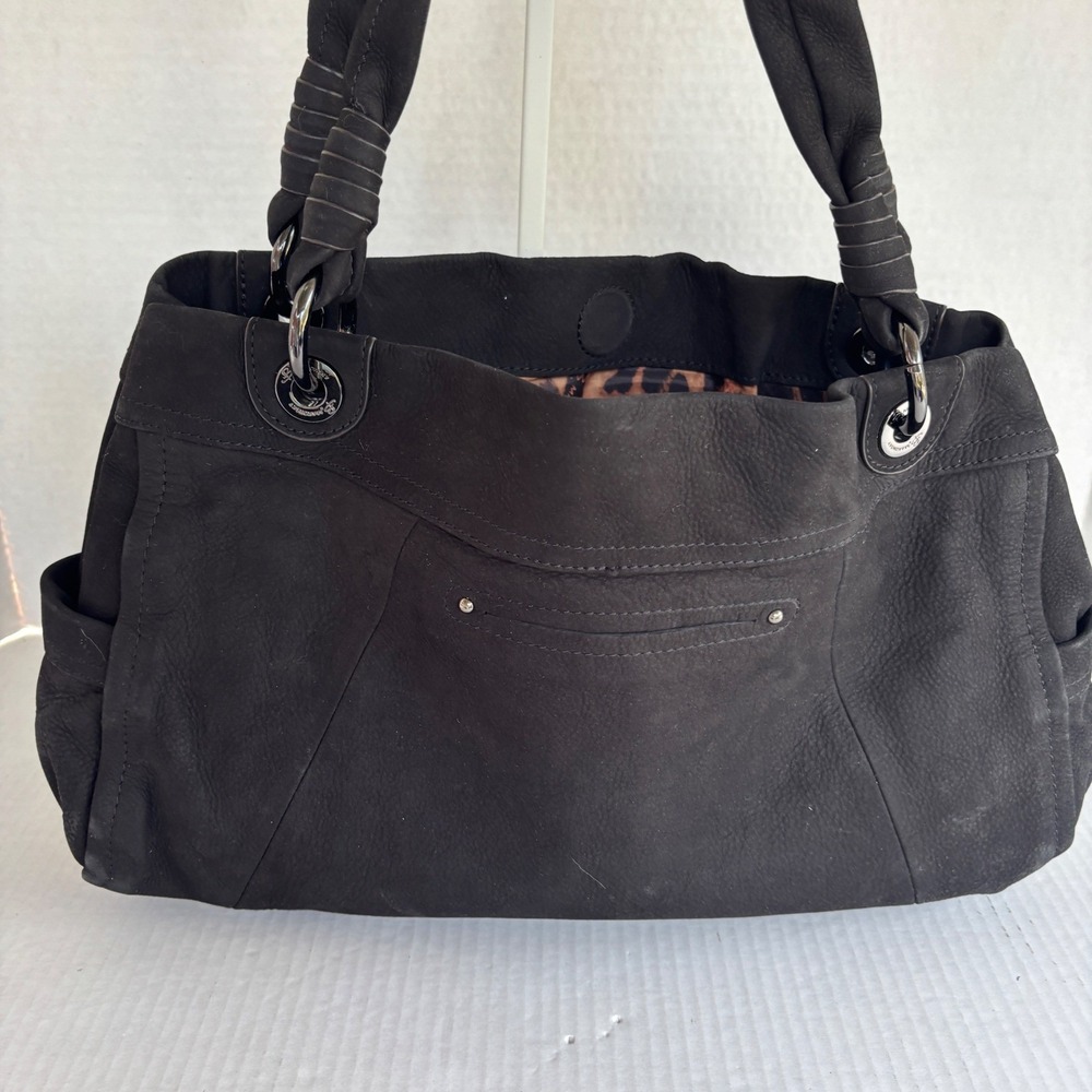 B. Makowsky Bella E/W Tote Bag Womens Large Black Leather Pleated BM18020 - Picture 5 of 16